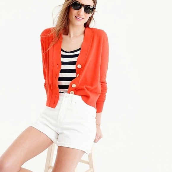 Cropped Cardigan Sweater Orange 